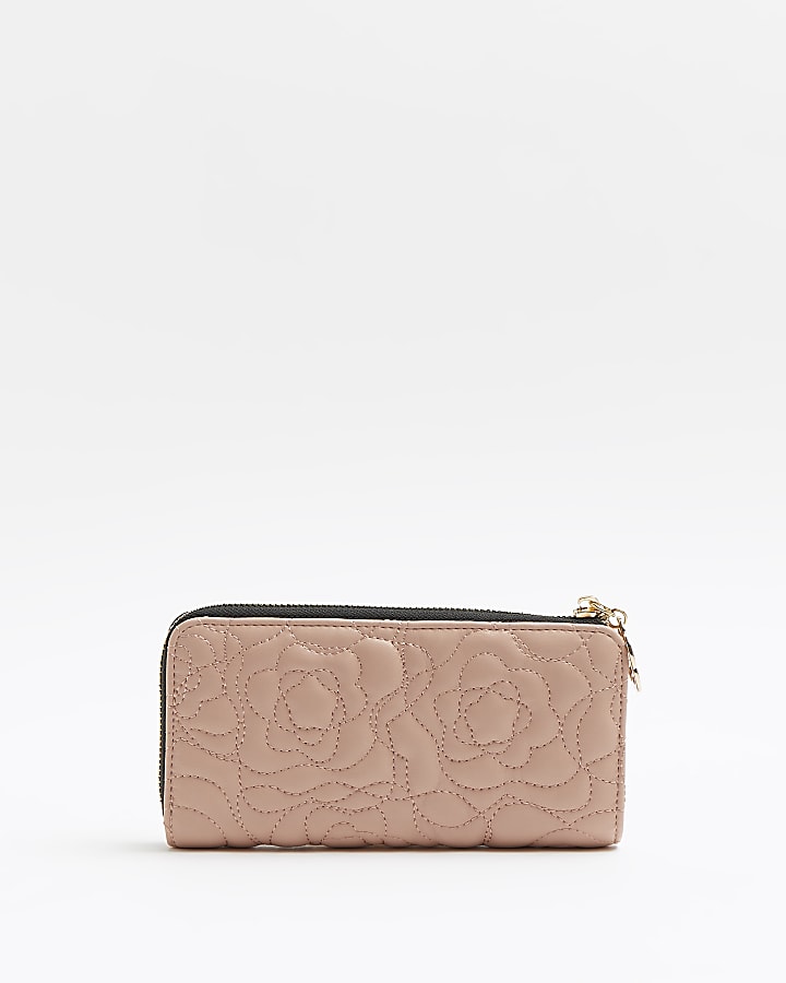 Pink floral quilted purse