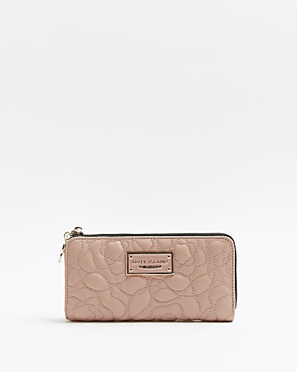 Pink floral quilted purse