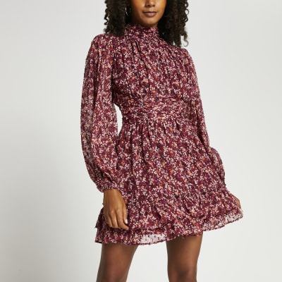 h&m pink floral dress