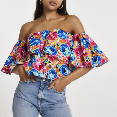 river island yellow floral top
