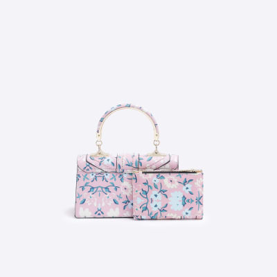 Pink floral satchel and purse bundle