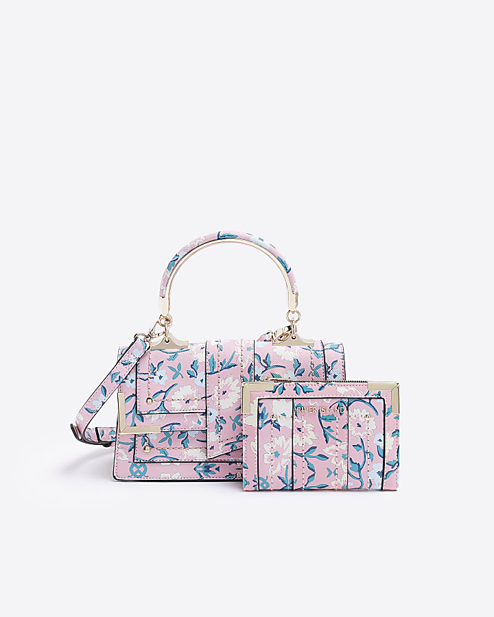 Pink floral satchel and purse bundle