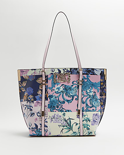 Pink floral shopper bag