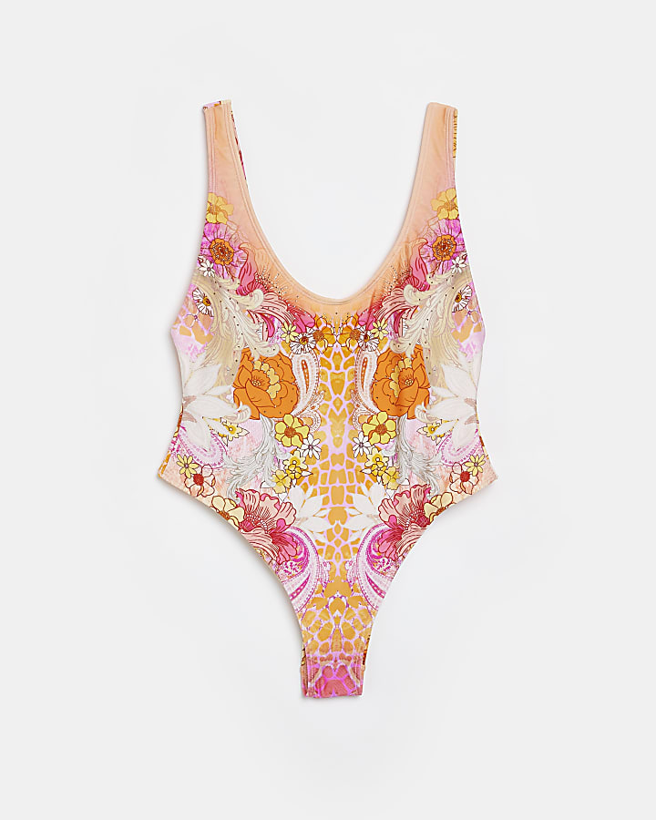 Pink floral swimsuit