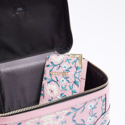 Pink floral travel bag set River Island
