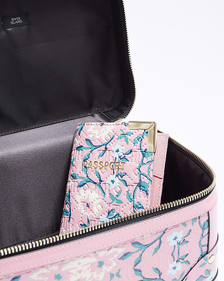 Pink floral travel bag set