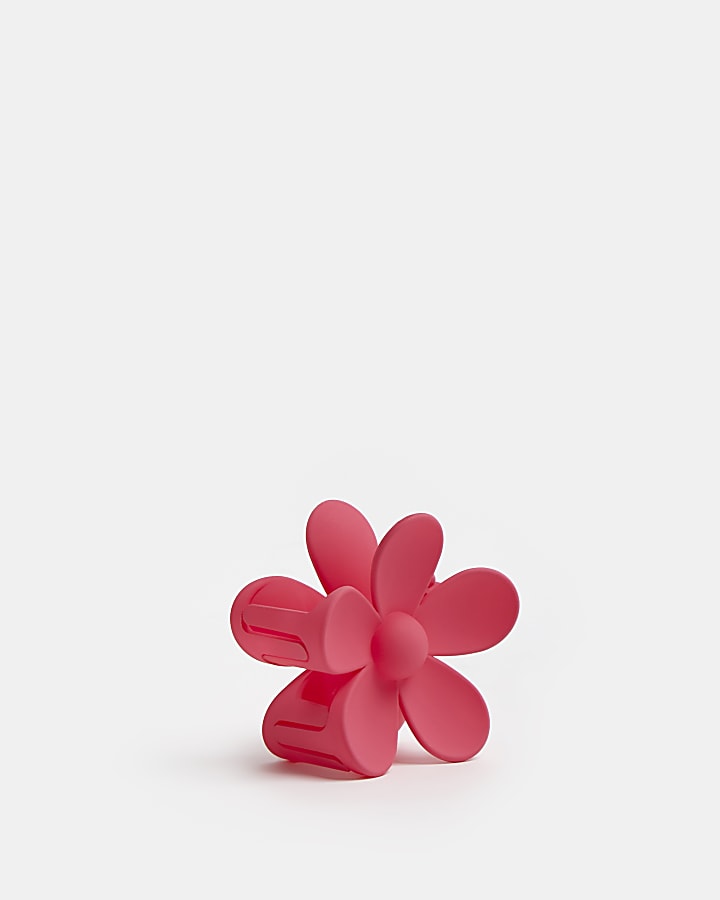 Pink flower hair clip