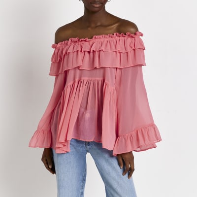 Frill bardot top new arrivals