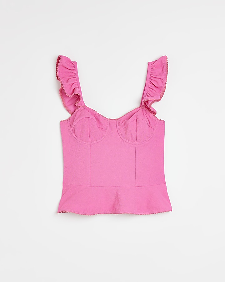 Pink frill corset top