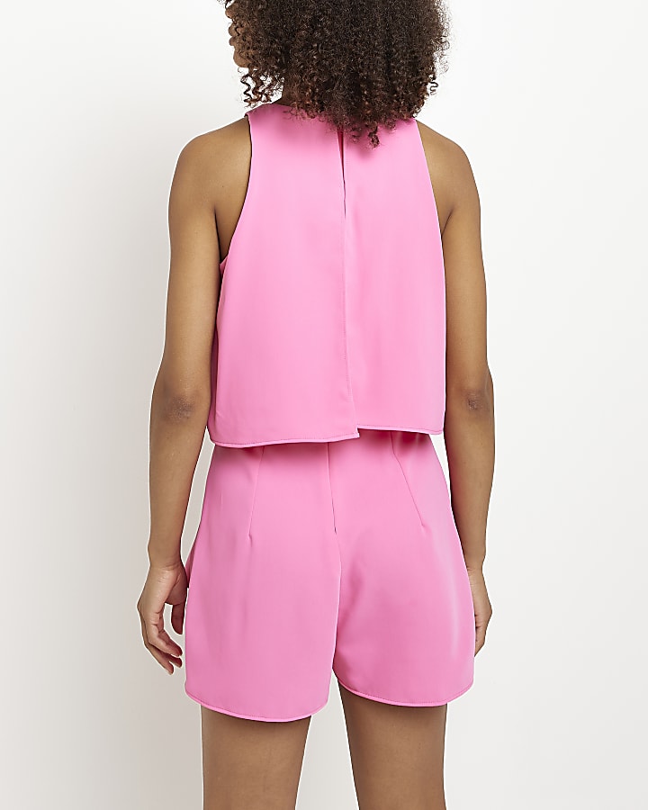 Pink frill playsuit