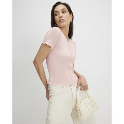 pink-frill-trim-ribbed-knitted