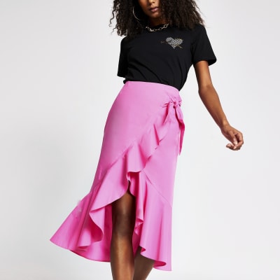 pink midi skirt uk