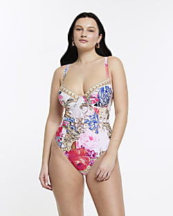 Pink fuller bust structured swimsuit