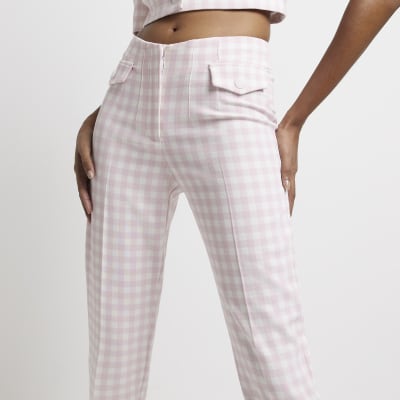 gingham trousers pink