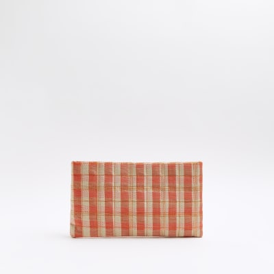 Pink gingham clutch bag