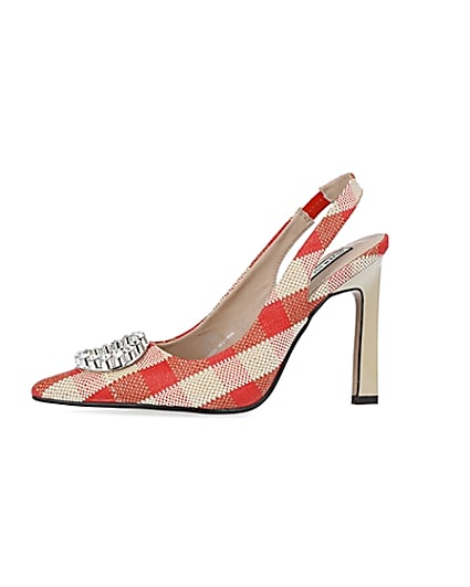 360 degree animation of product Pink gingham embellished court shoes frame-2