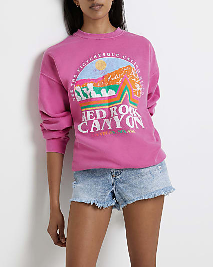 Pink graphic oversized sweatshirt