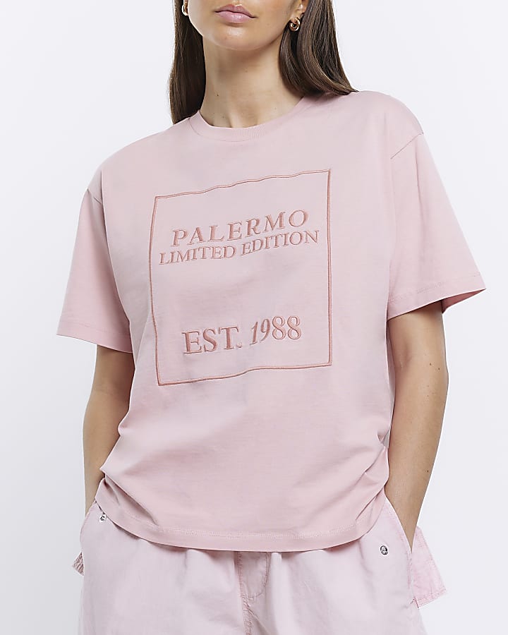 Pink graphic print boxy t-shirt