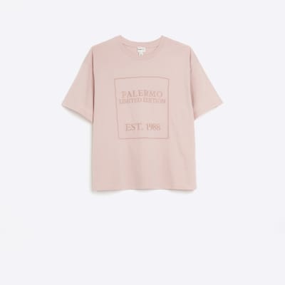 Pink graphic print boxy t-shirt