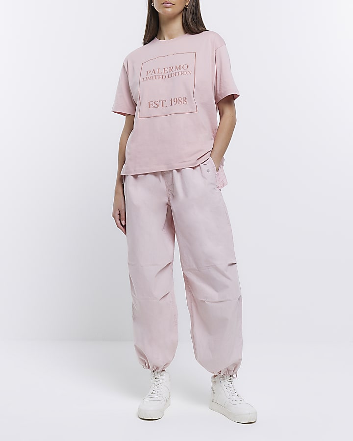 Pink graphic print boxy t-shirt