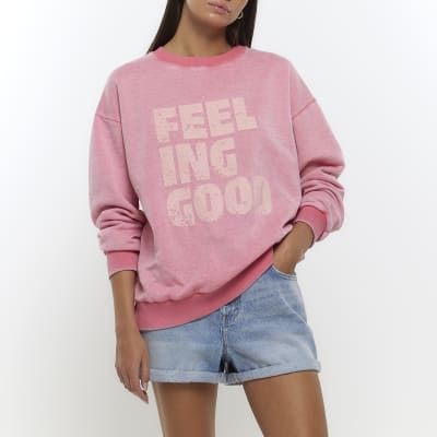 River island pink sweatshirt new arrivals