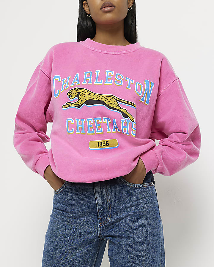 Pink graphic print sweatshirt