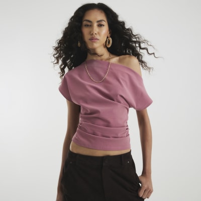 Pink Grown On Sleeve Ruched Top