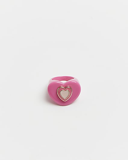 Pink heart resin ring