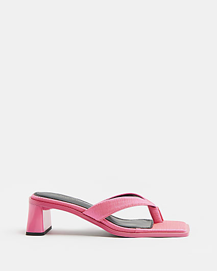 Pink heeled mules