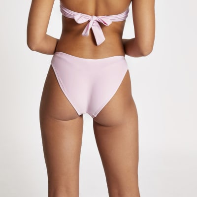 Pink high leg bikini bottoms