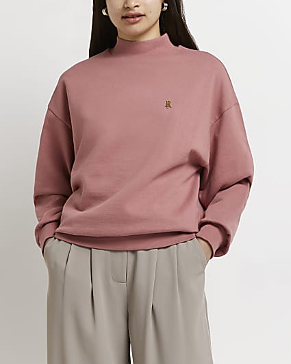 Pink high neck oversized sweatshirt