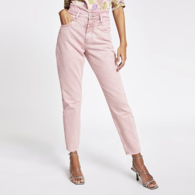 wide leg jeans pink