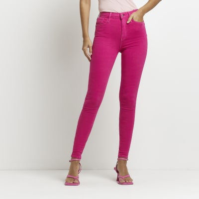 hot pink skinny pants