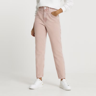 pink high waisted jeans