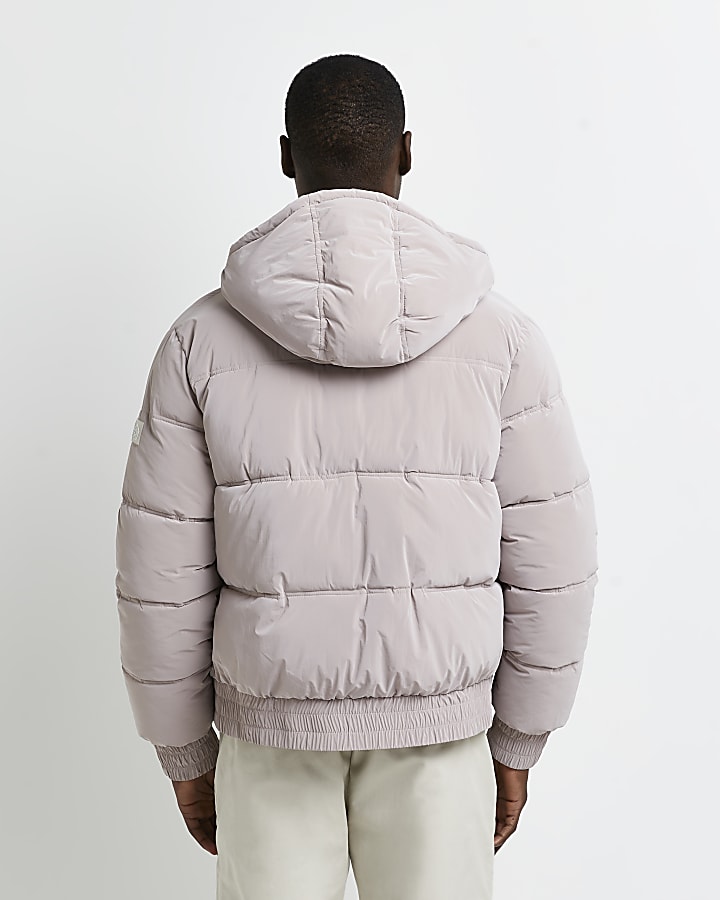 Pink hooded puffer jacket