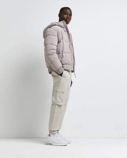 Pink hooded puffer jacket
