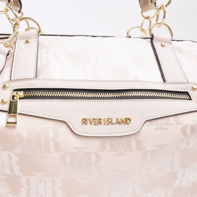 Pink jacquard monogram handbag