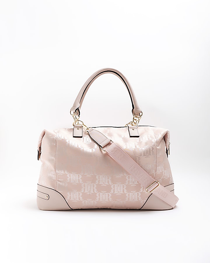 Pink jacquard monogram handbag