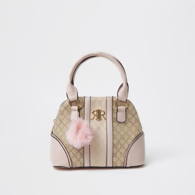 Pink jacquard monogram tote bag | River 