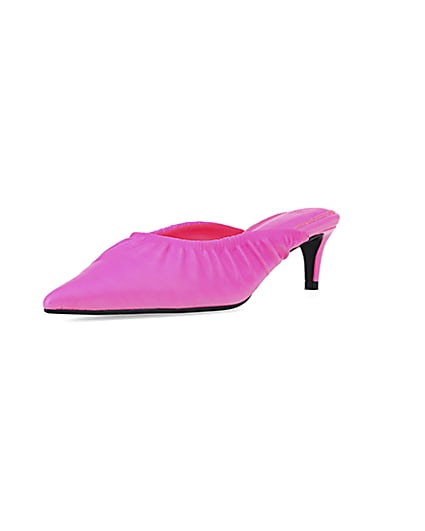 360 degree animation of product Pink kitten heeled mules frame-0