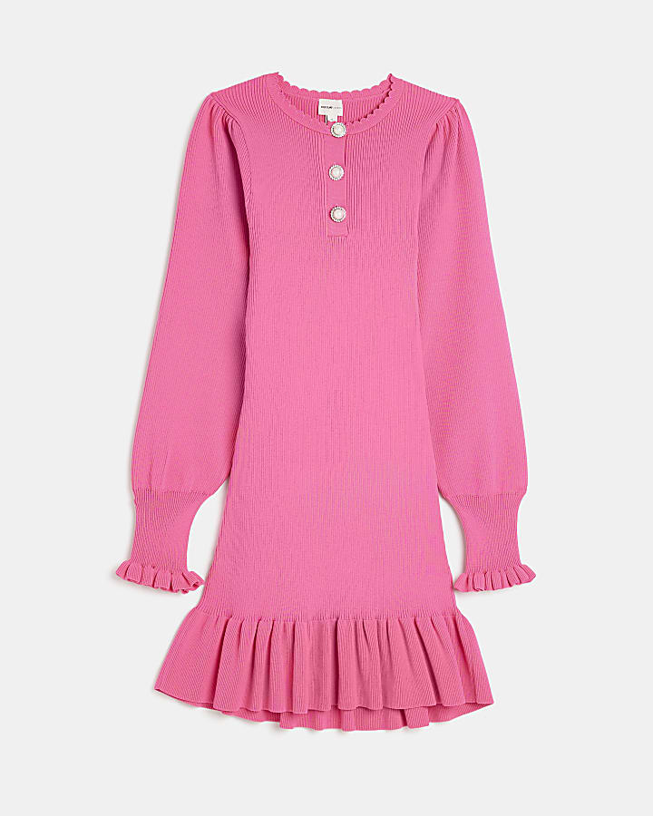 Pink knit bodycon mini dress