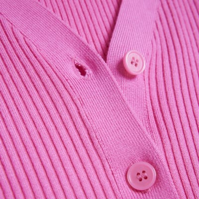Pink knit long sleeve cardigan River Island