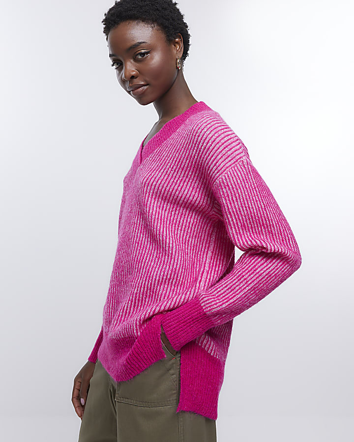 Pink knit long sleeve jumper