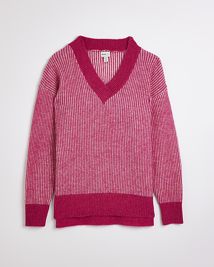Pink knit long sleeve jumper