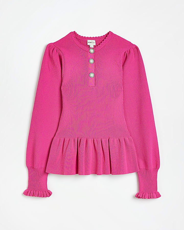 Pink knit peplum jumper