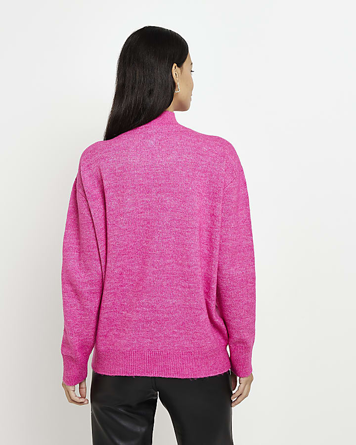 Pink knit wrap jumper