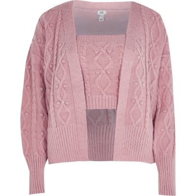 river island pink cardigan