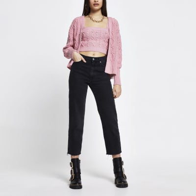 pink cardigan set