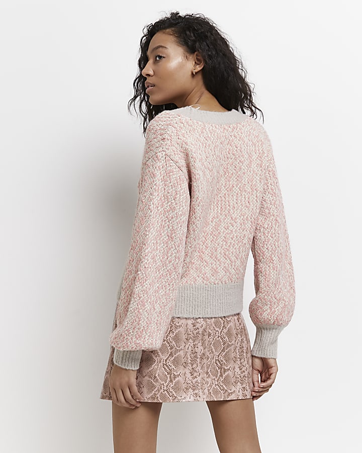 Pink knitted cardigan