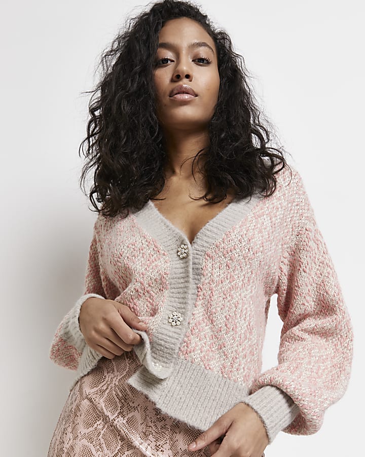Pink knitted cardigan